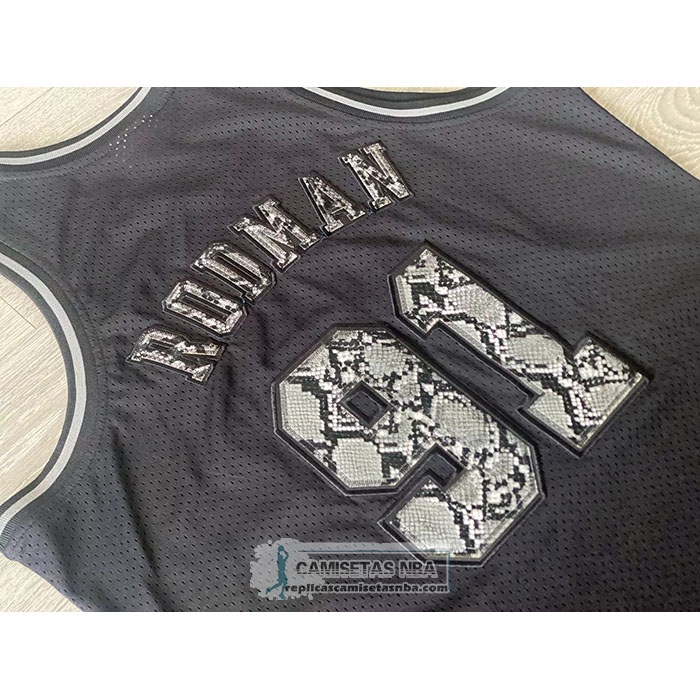 Camiseta Chicago Bulls Dennis Rodman NO 91 Mitchell & Ness 1997-98 Negro1